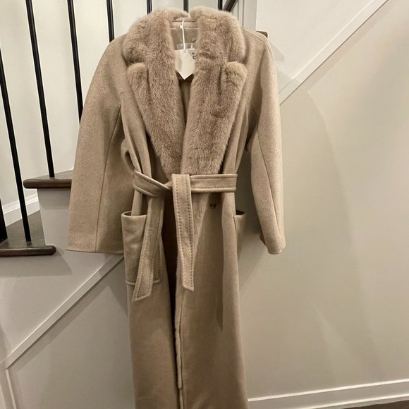 NEW Max Mara Cut the label shop Intrend - 100% Cashmere Mink Collar Coat IT34 - Picture 9 of 13